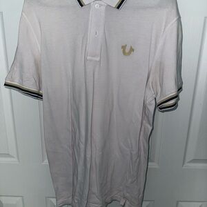 True Religion White Polo Shirt with Gold Accents